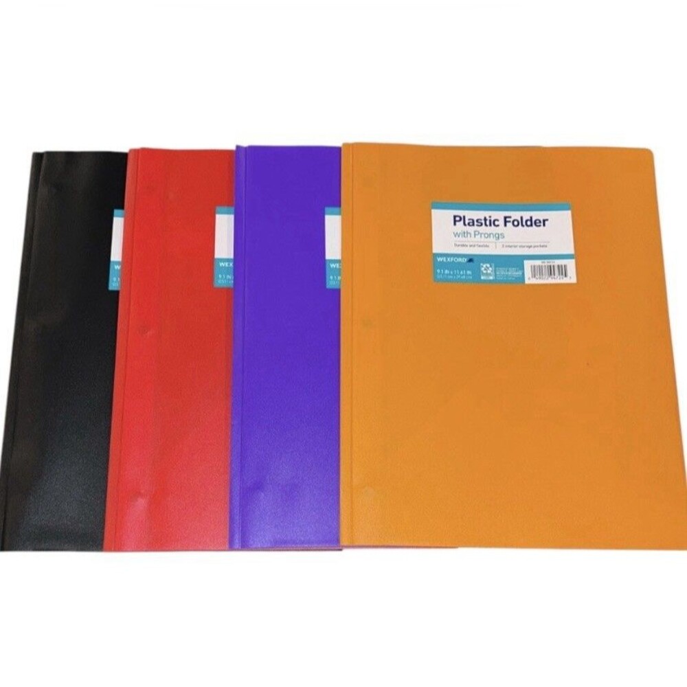 4x Wexford Plastic Folder w/ Prongs 2 Pocket 9.1x11.61"